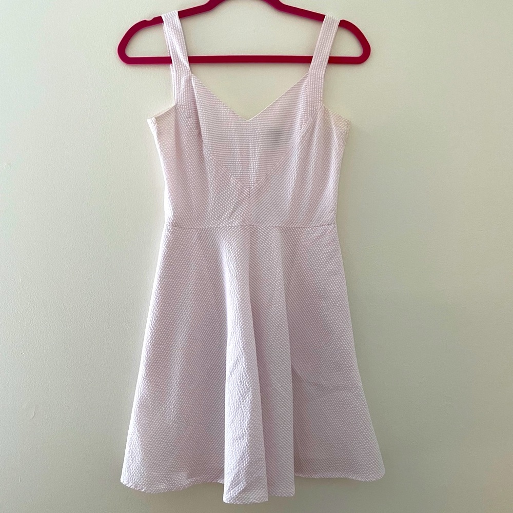 Pink Seersucker A-Line Dress